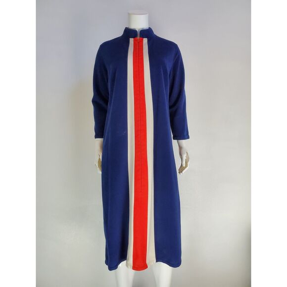 Vintage 60's JCPenney Mod Navy Robe - Picture 1 of 7
